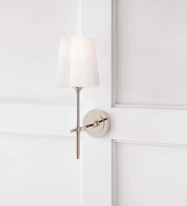Bryant Sconce with White Glass Shade 2 Finishes - Gaudion Furniture