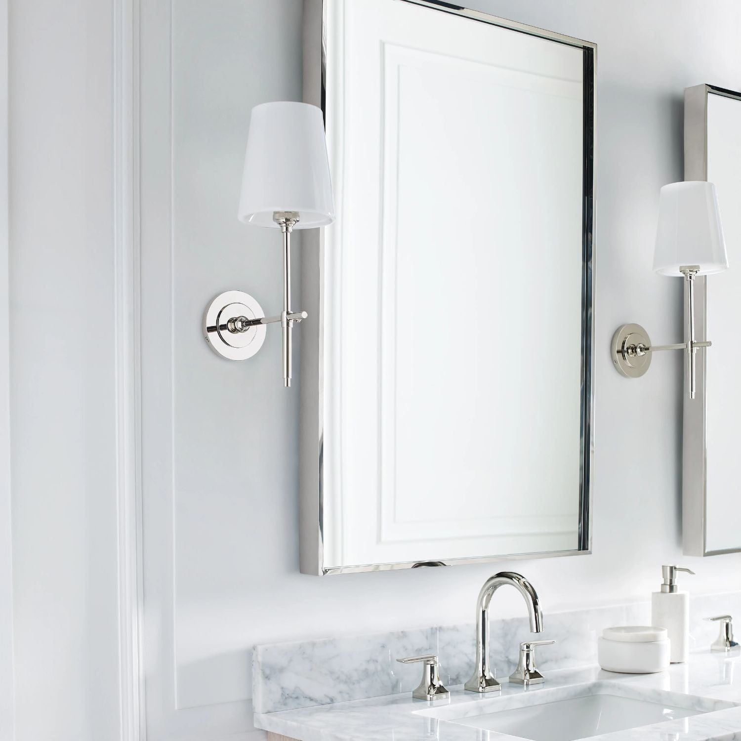 Bryant Sconce with White Glass Shade 2 Finishes - Gaudion Furniture