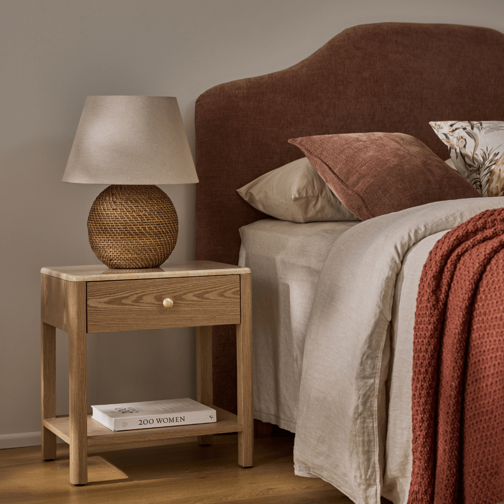 Carly Beige Marble Bedside Table - Gaudion Furniture