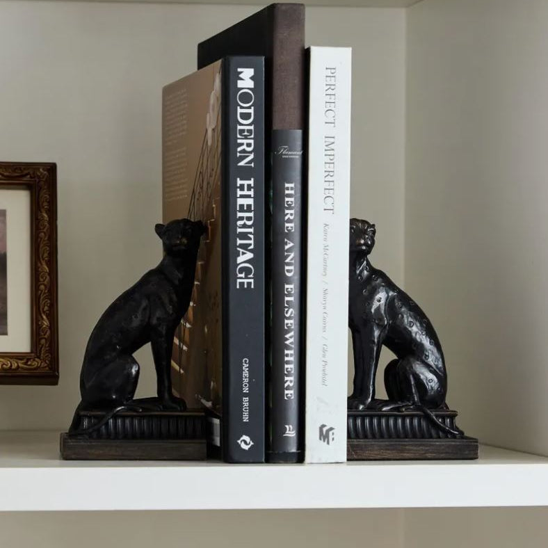 Cheetah Bookends in Bronze Finish Gaudion Furniture