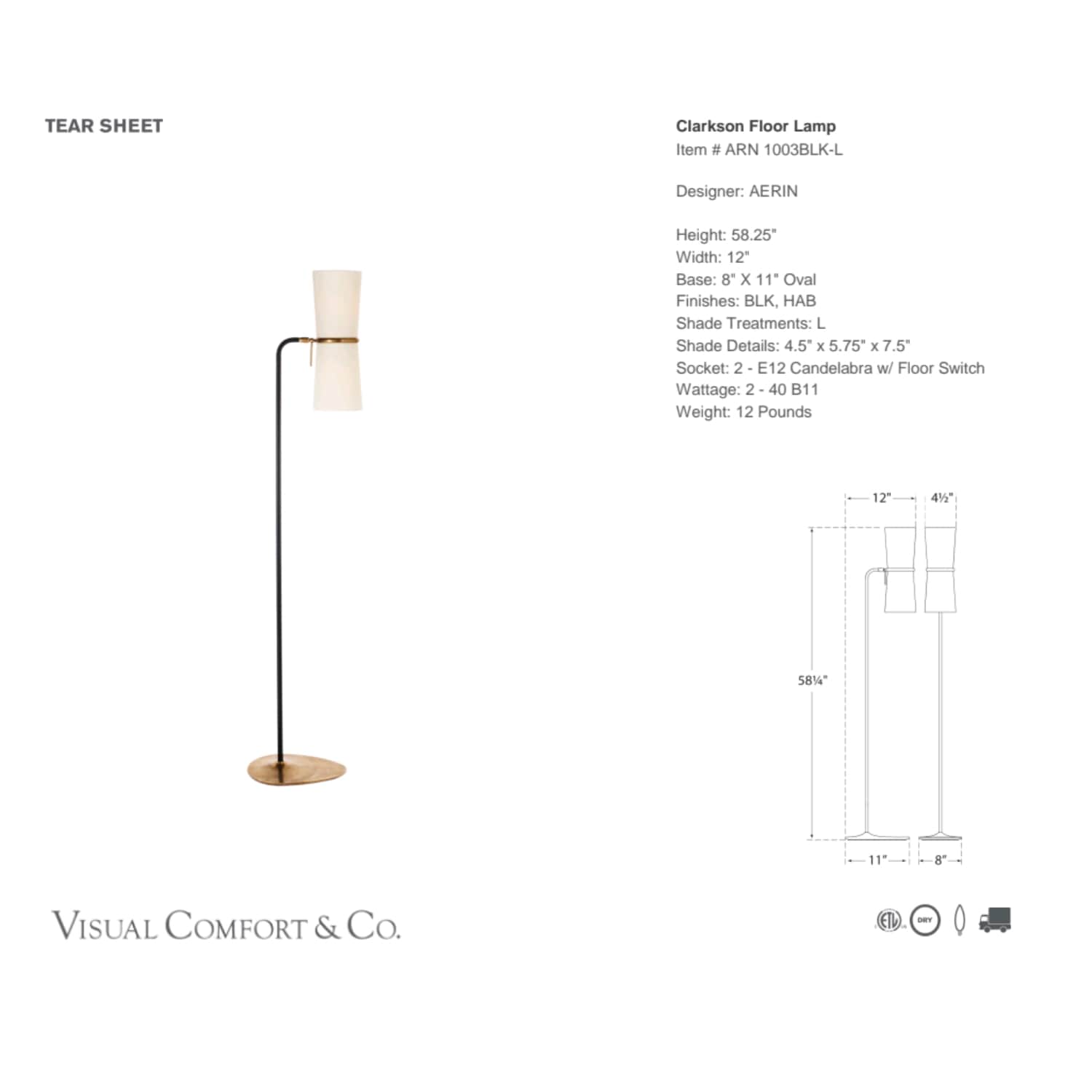 Clarkson Floor Lamp - AERIN - Gaudion Furniture