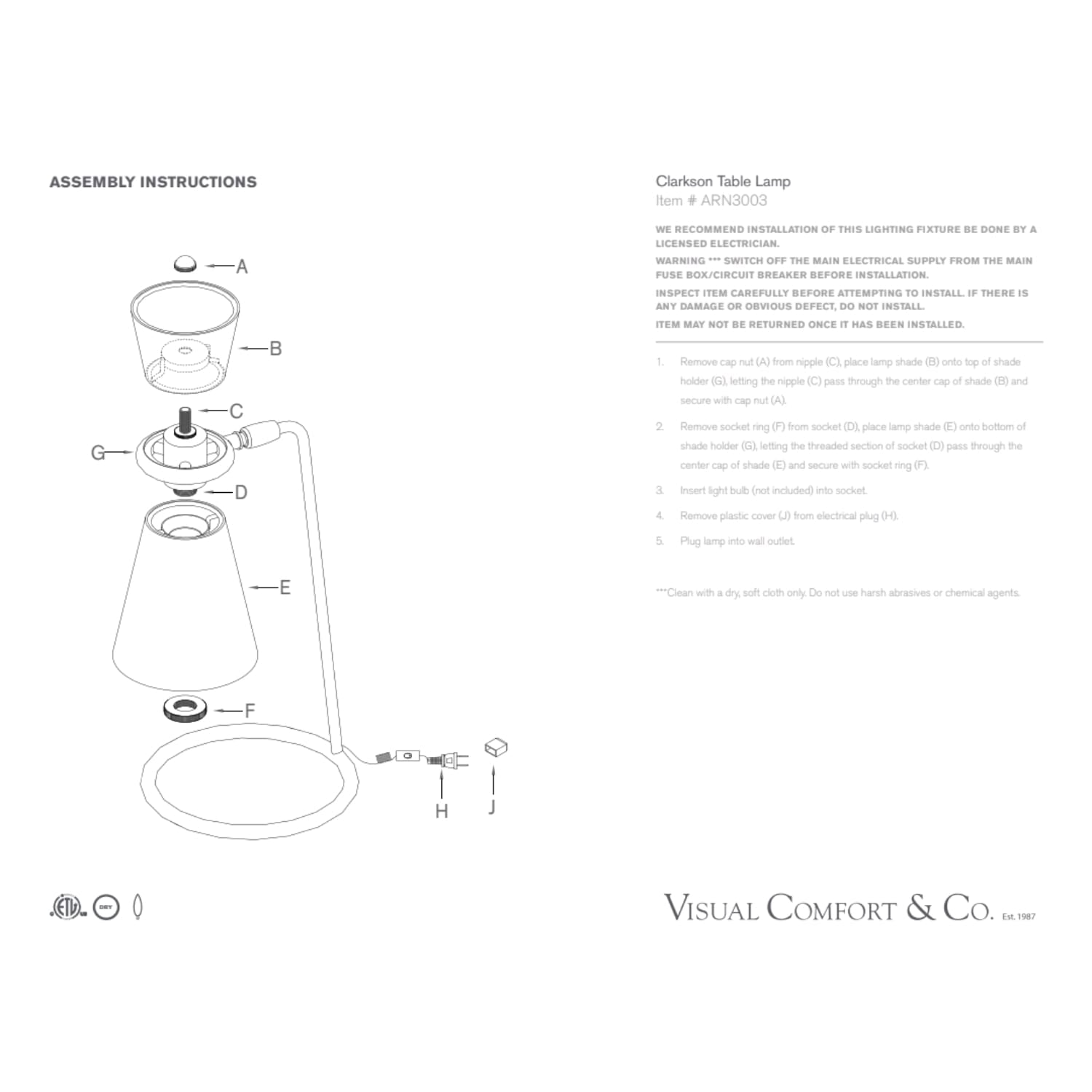 Clarkson Table Lamp - AERIN - Gaudion Furniture