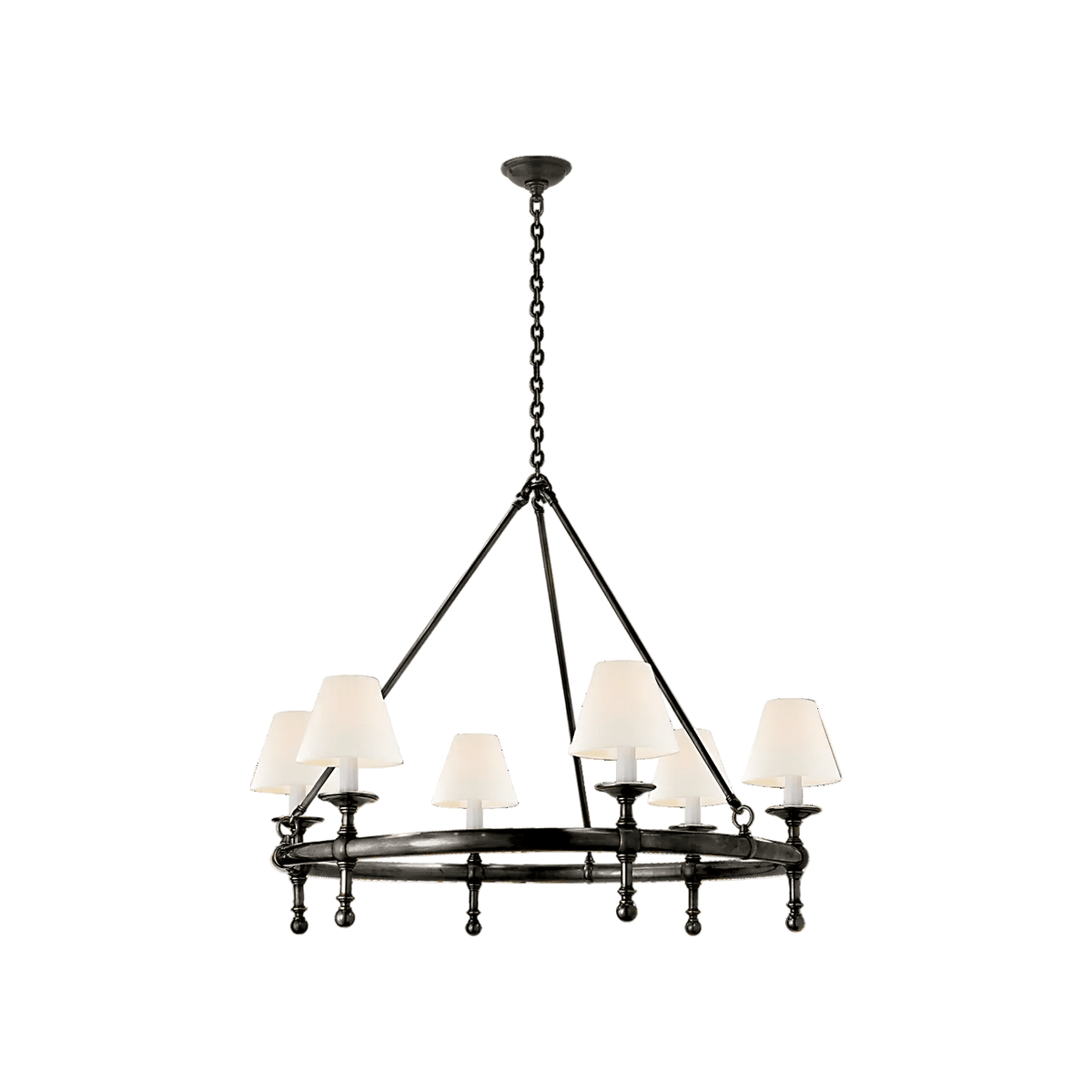 Classic Ring Chandelier Bronze with Linen Shades - Gaudion Furniture