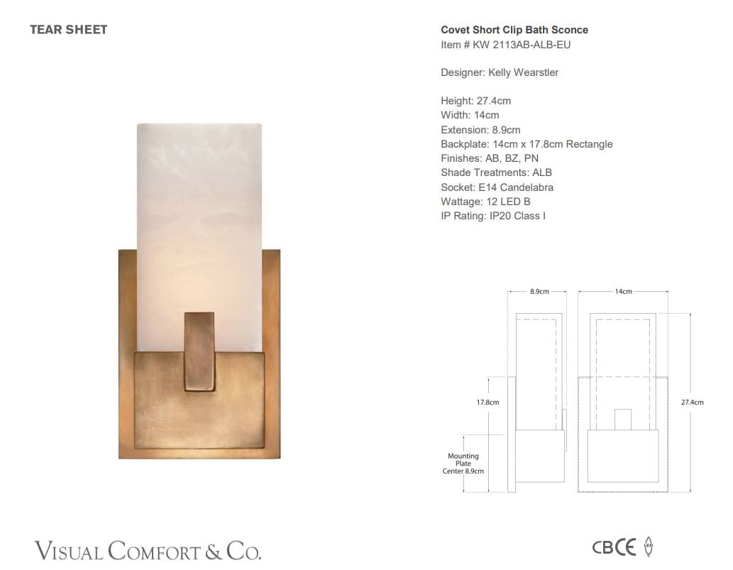 Covet Short Clip Bath Sconce Order Item - Gaudion Furniture