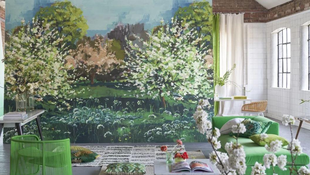Designers Guild Arbre De Printemps Celadon Wallpaper Panel - Gaudion Furniture