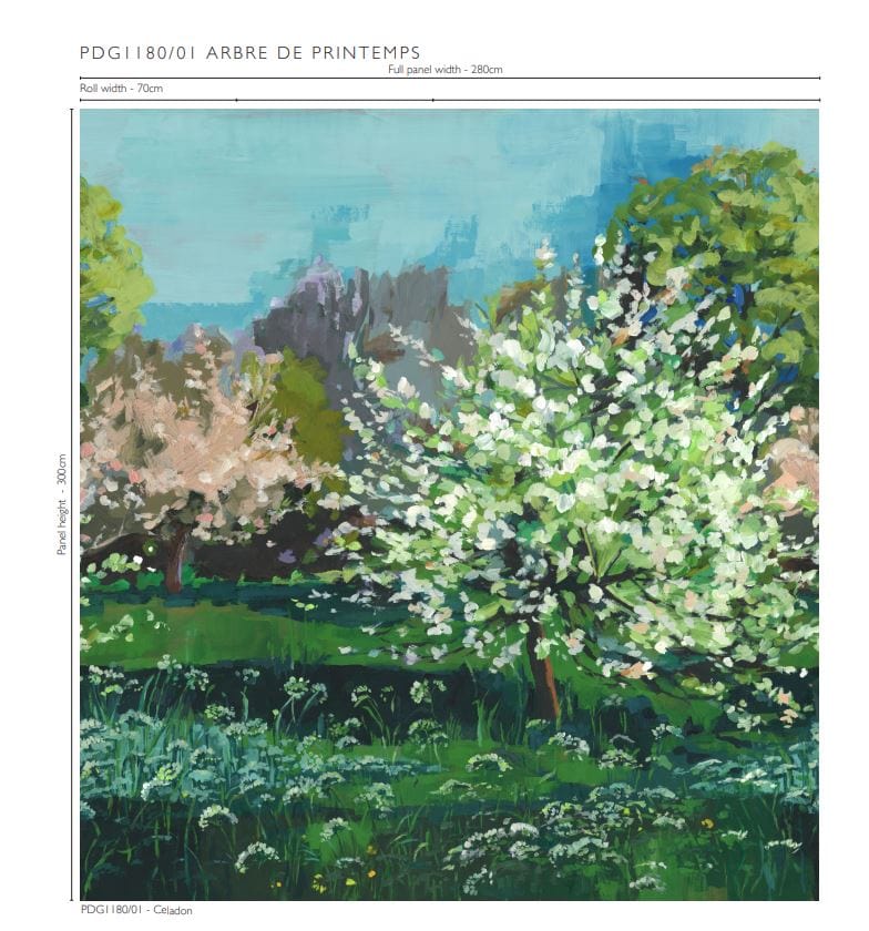 Designers Guild Arbre De Printemps Celadon Wallpaper Panel - Gaudion Furniture