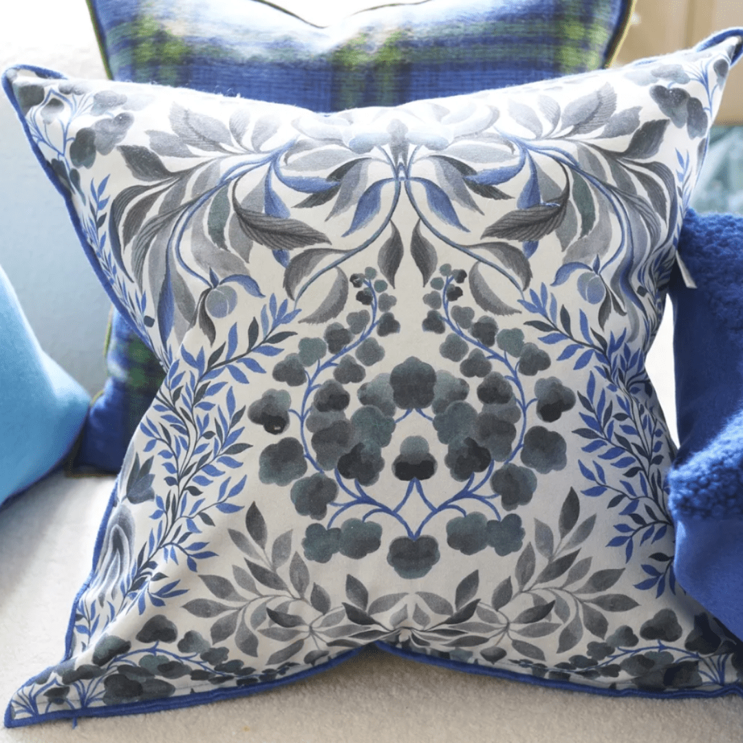 Designers Guild Cushions Designers Guild Ikebana Damask Slate Blue Cushion