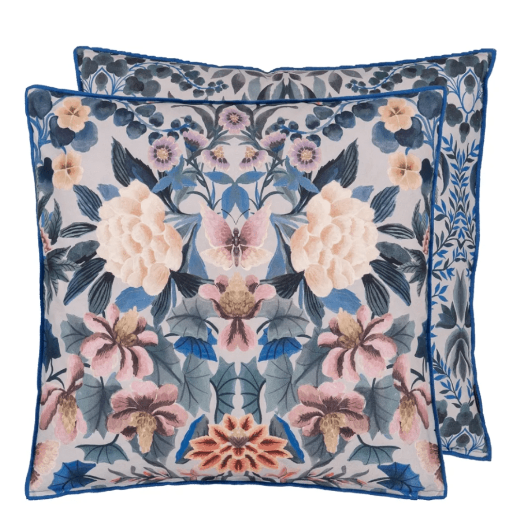 Designers Guild Ikebana Damask Slate Blue Cushion