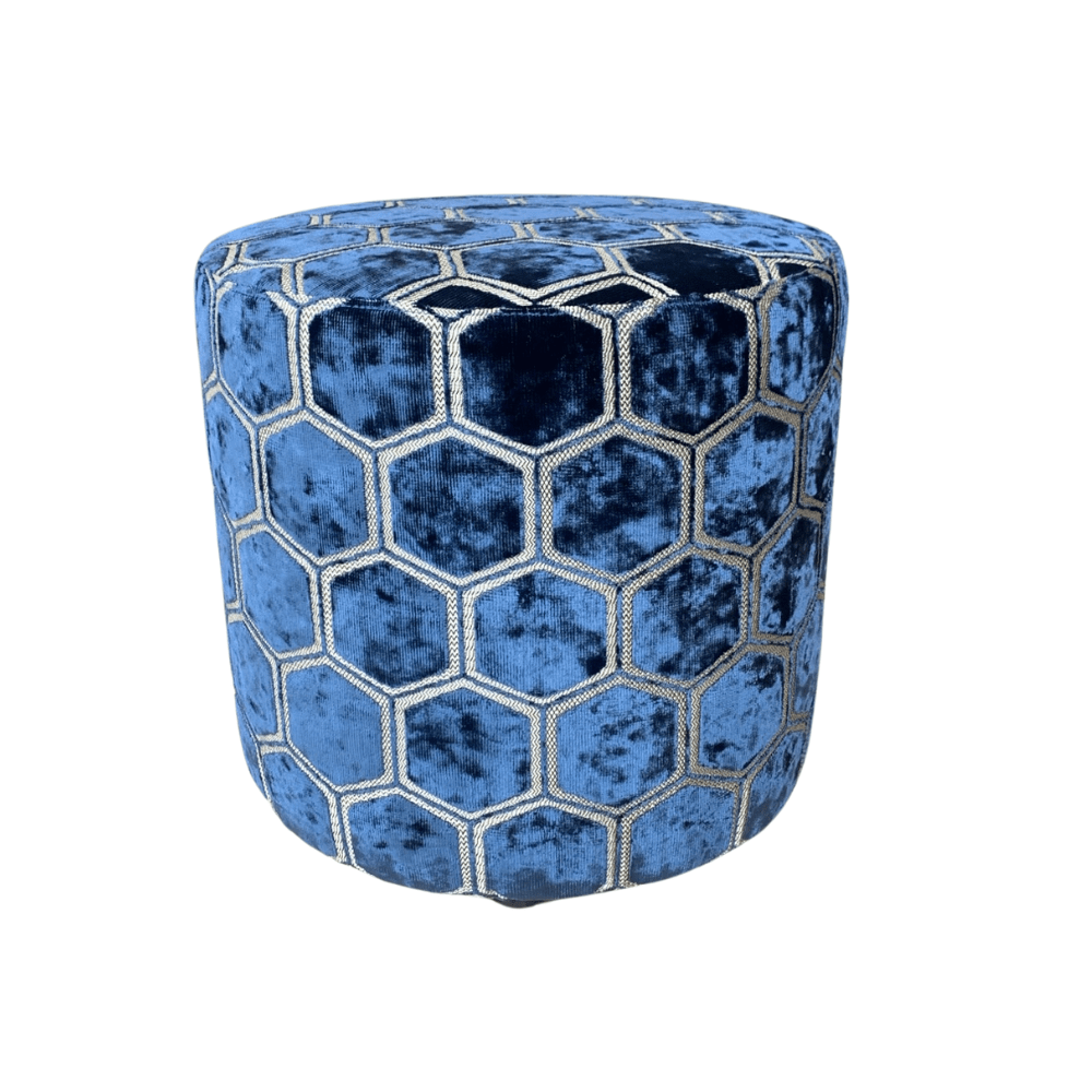 Designers Guild Round Manipur Midnight Ottoman - Gaudion Furniture