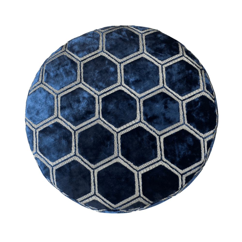 Designers Guild Round Manipur Midnight Ottoman - Gaudion Furniture