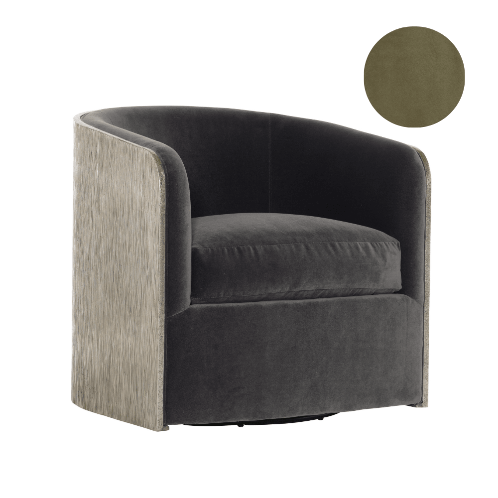 Eliot Fabric Swivel Chair Green Velvet - Gaudion Furniture