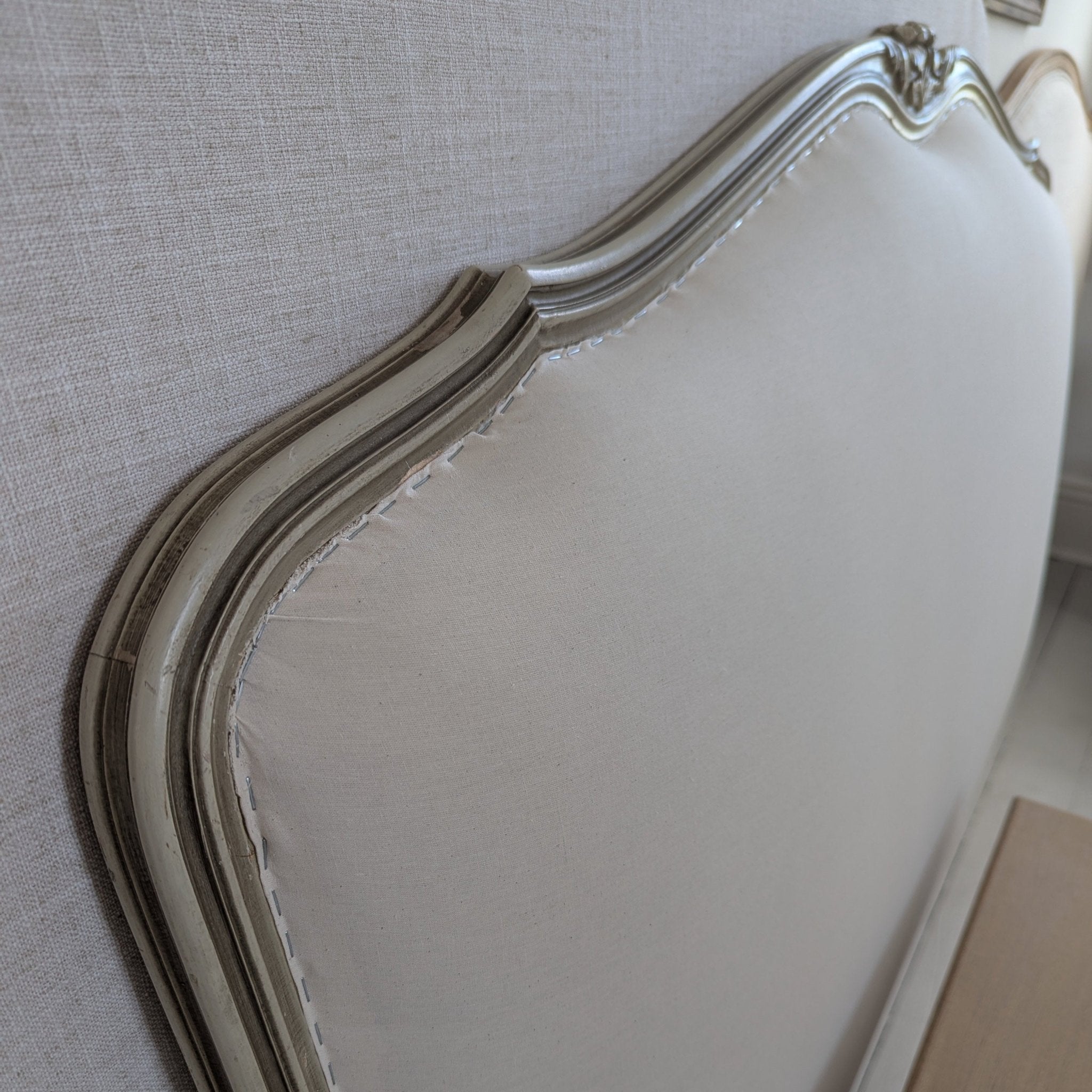 French Provincial Bedhead + Fabric - Gaudion Furniture