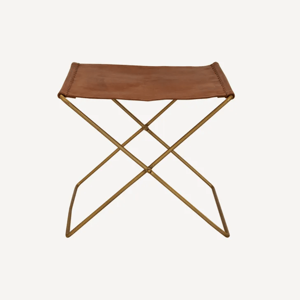 Gaudion Furniture fold stool Palma Leather Stool Tan