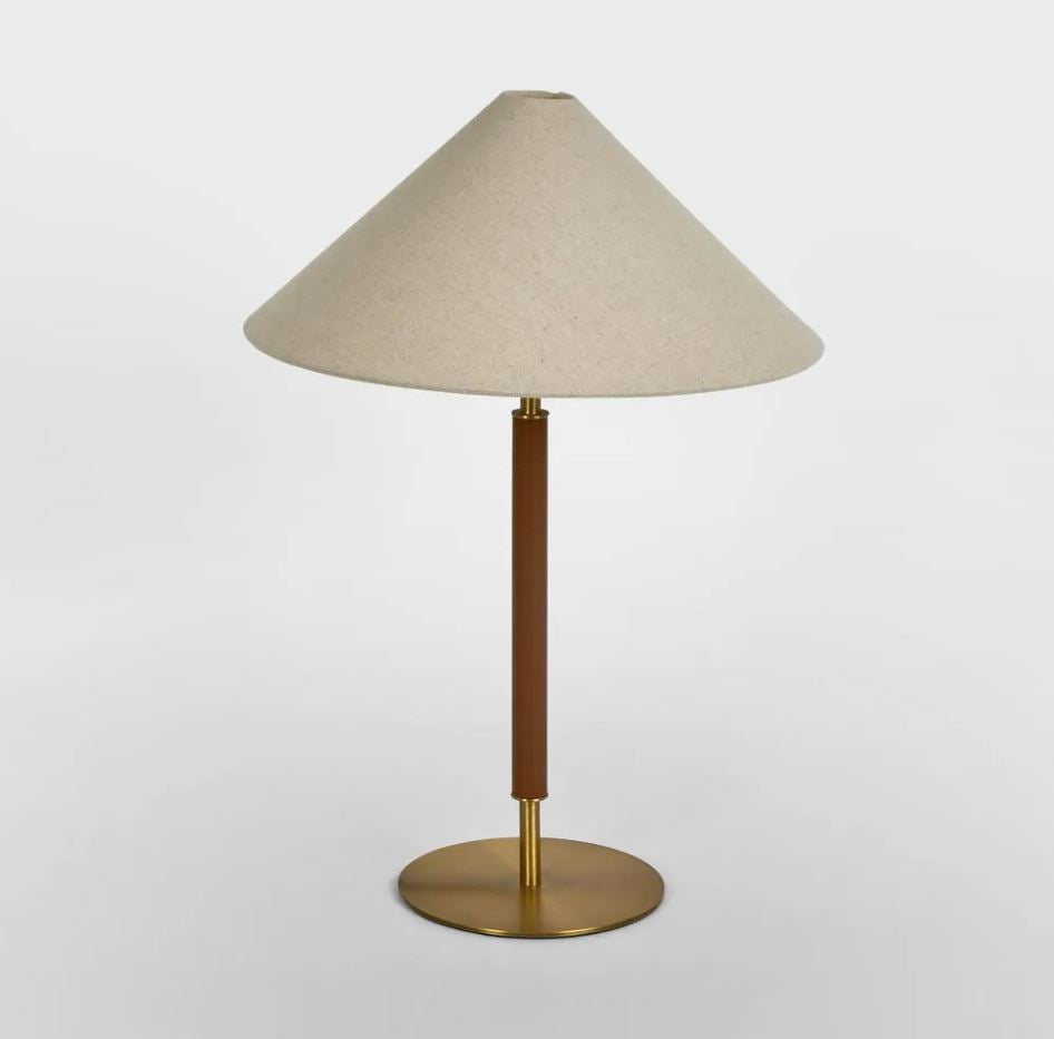 Gaudion Furniture Table Lamp Hunter Leather Brass Lamp & Shade