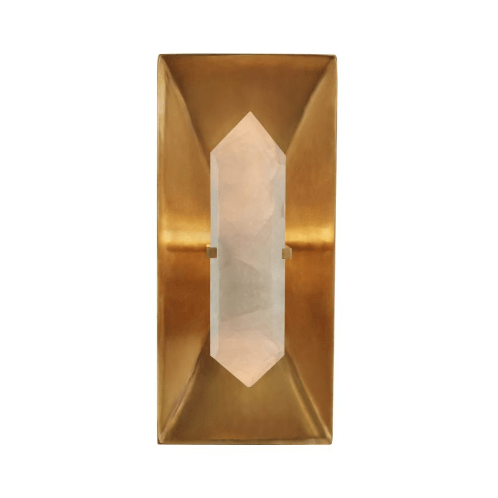 Halcyon Rectangle Sconce in Antique Brunished Brass & Quartz - Gaudion Furniture