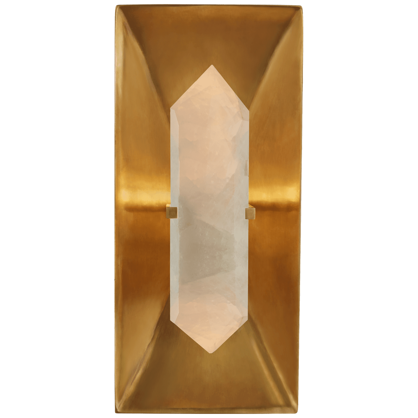 Halcyon Rectangle Sconce in Antique Brunished Brass & Quartz - Gaudion Furniture