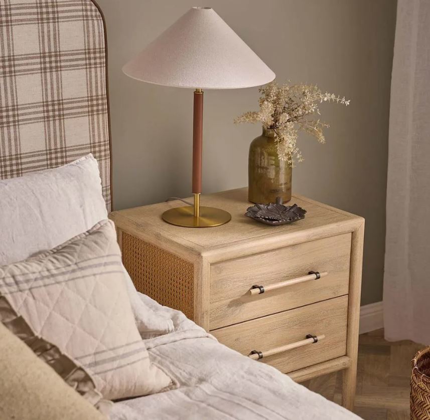 Hunter Leather Brass Lamp & Shade - Gaudion Furniture