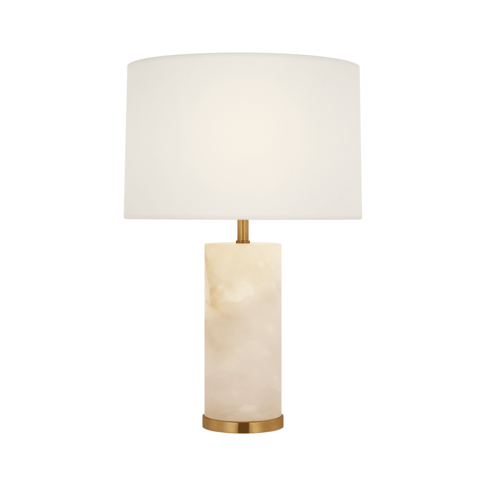 Lineham 16" Cordless Table Lamp in Alabaster w Linen Shade - Gaudion Furniture