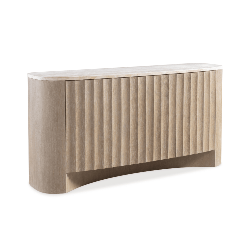 Loggia Buffet - Oak Finish & Travertine - Gaudion Furniture
