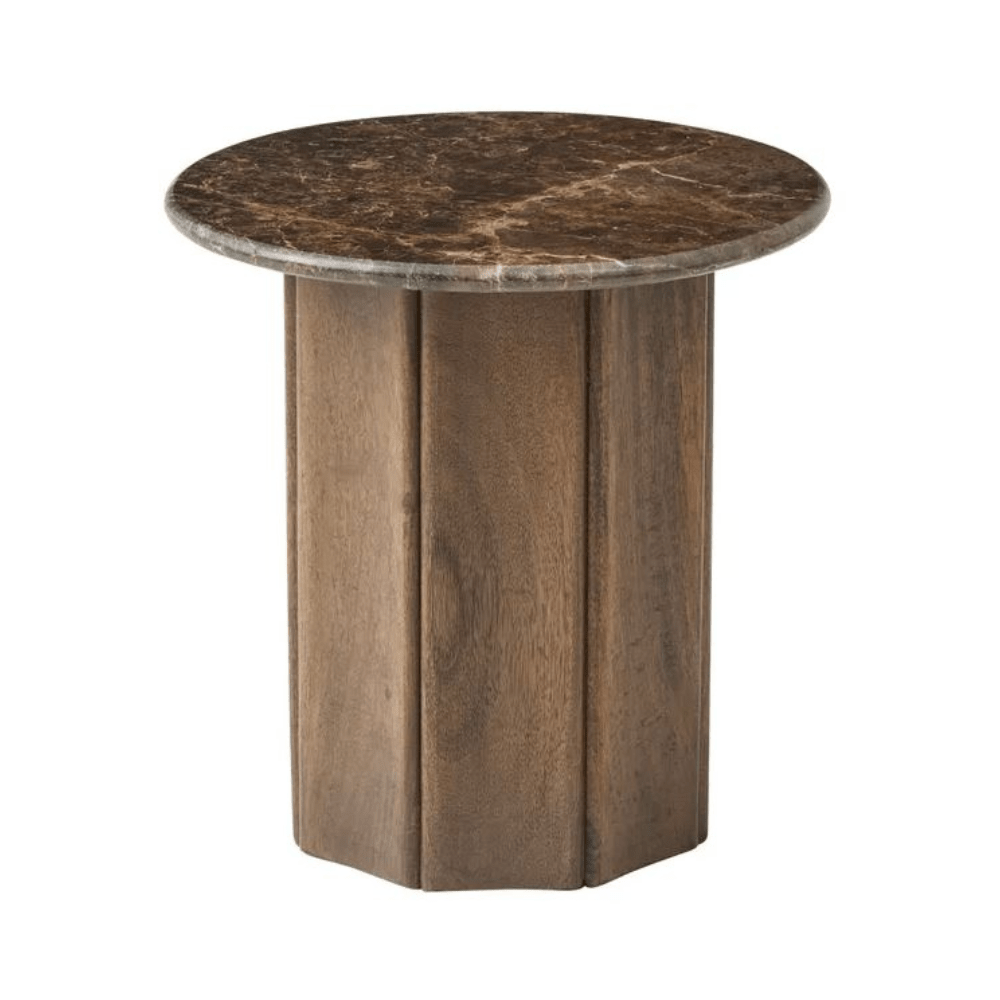 Lucia Side Table in Marble and Walnut   - Gaudion Furniture