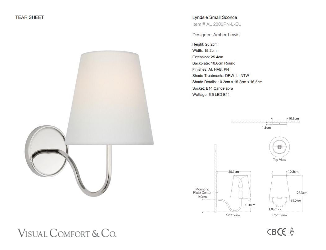 Lyndsie Small Sconce in Polished Nickel with Linen Shade - Gaudion Furniture