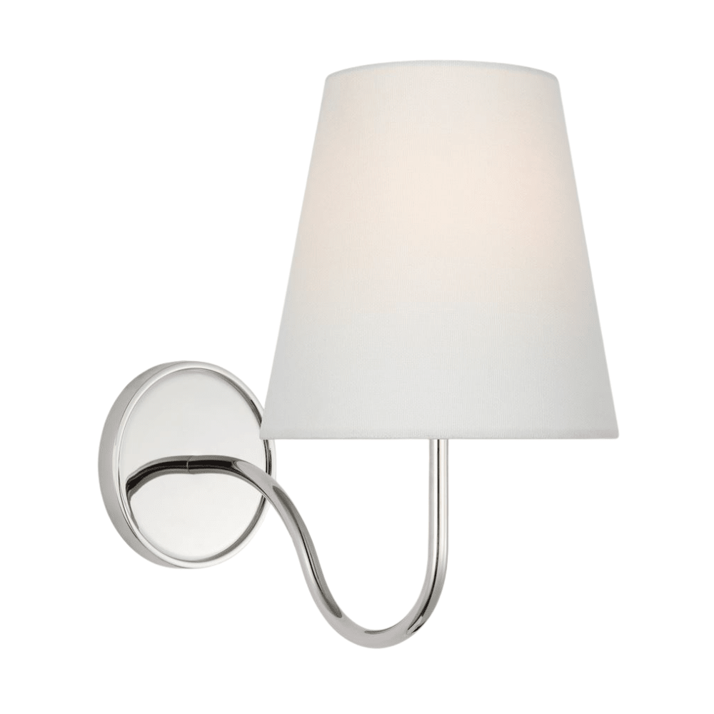 Lyndsie Small Sconce in Polished Nickel with Linen Shade - Gaudion Furniture