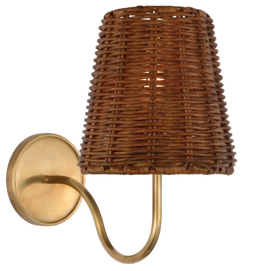 Lyndsie Small Scone in Hand Rubbed Brass Wicker Shade - Gaudion Furniture