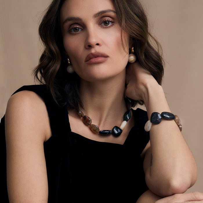 Maisie Necklace by Zahar – Chocolate, Black & Ivory - Gaudion Furniture
