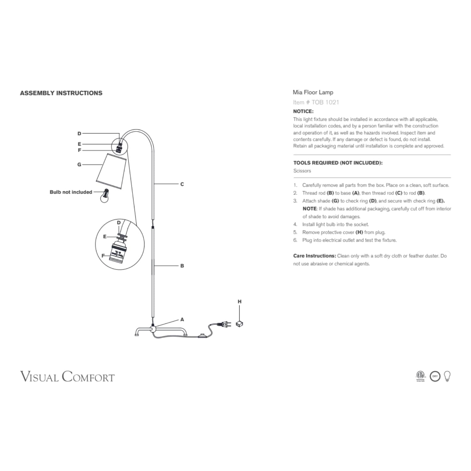 Mia Floor Lamp – Thomas O’Brien Designer Lighting - Gaudion Furniture