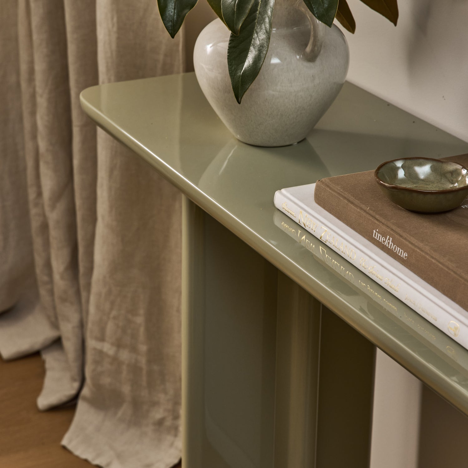 Olivia Modern Console in Sage Green - Gaudion Furniture