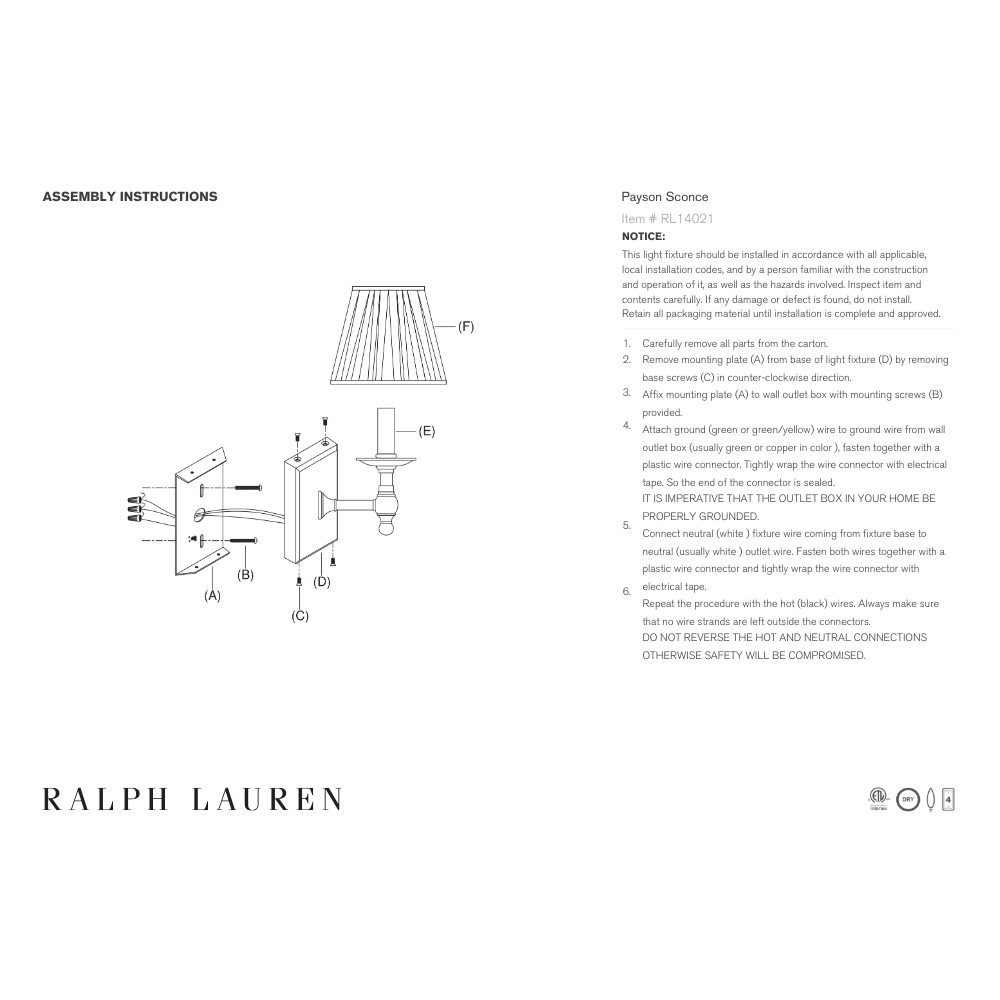 ralph lauren payson installation guide