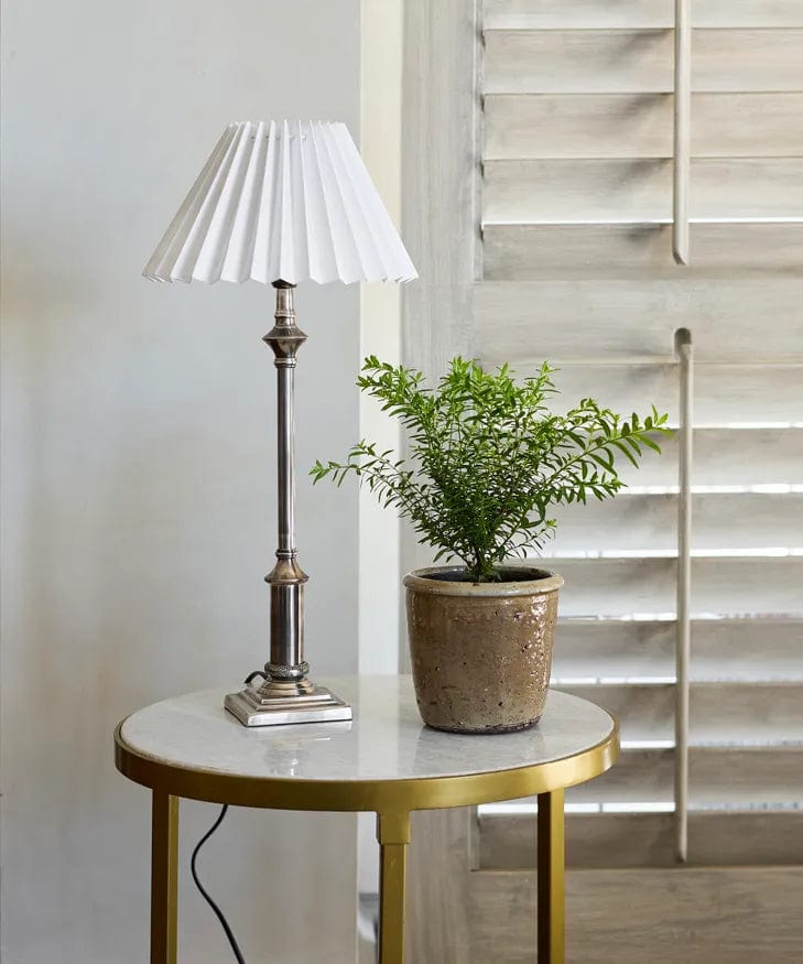 Pleated Linen Shade White 26cm - Gaudion Furniture