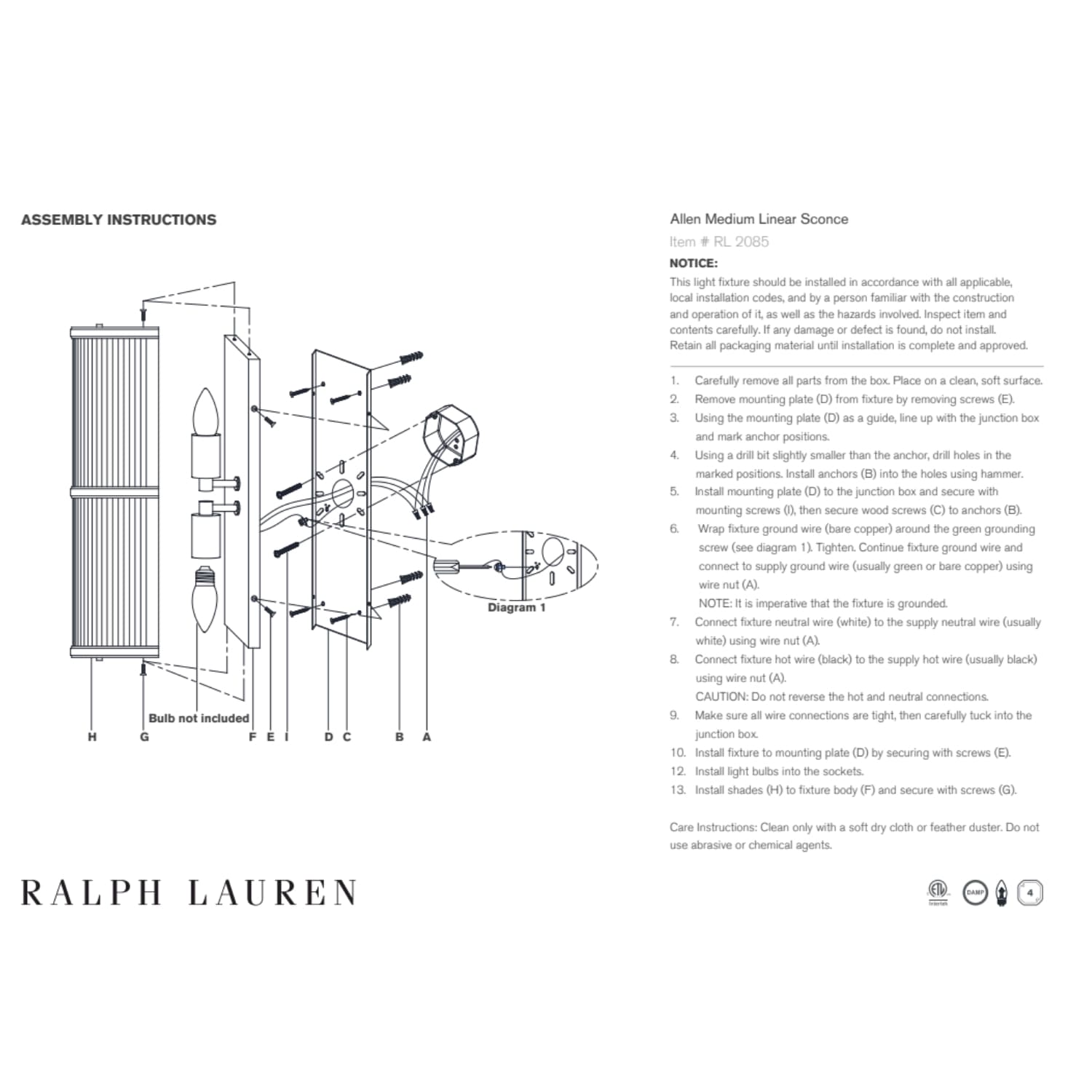 Ralph Lauren Allen Medium Linear Sconce - Gaudion Furniture
