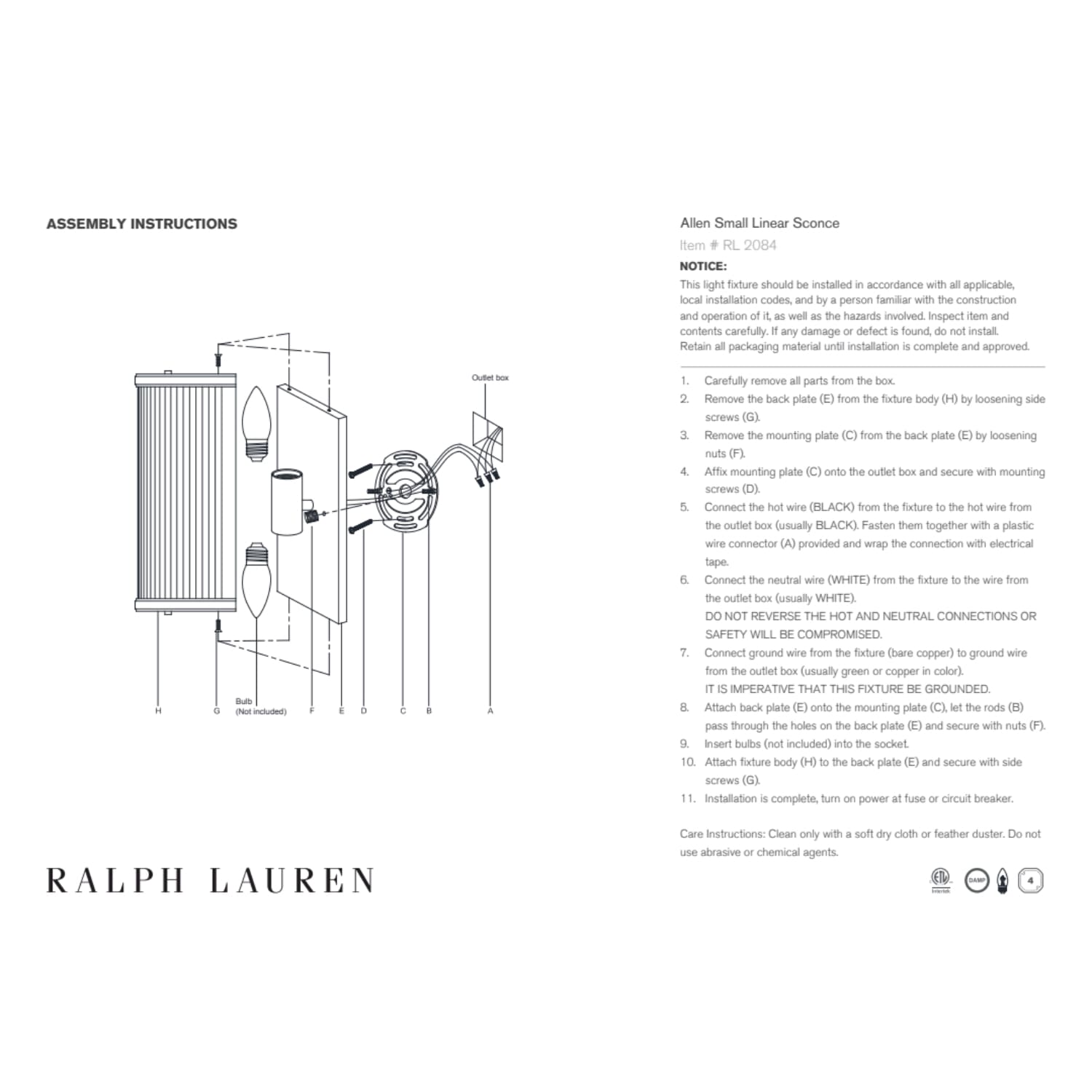 Ralph Lauren Allen Small Linear Sconce - Gaudion Furniture