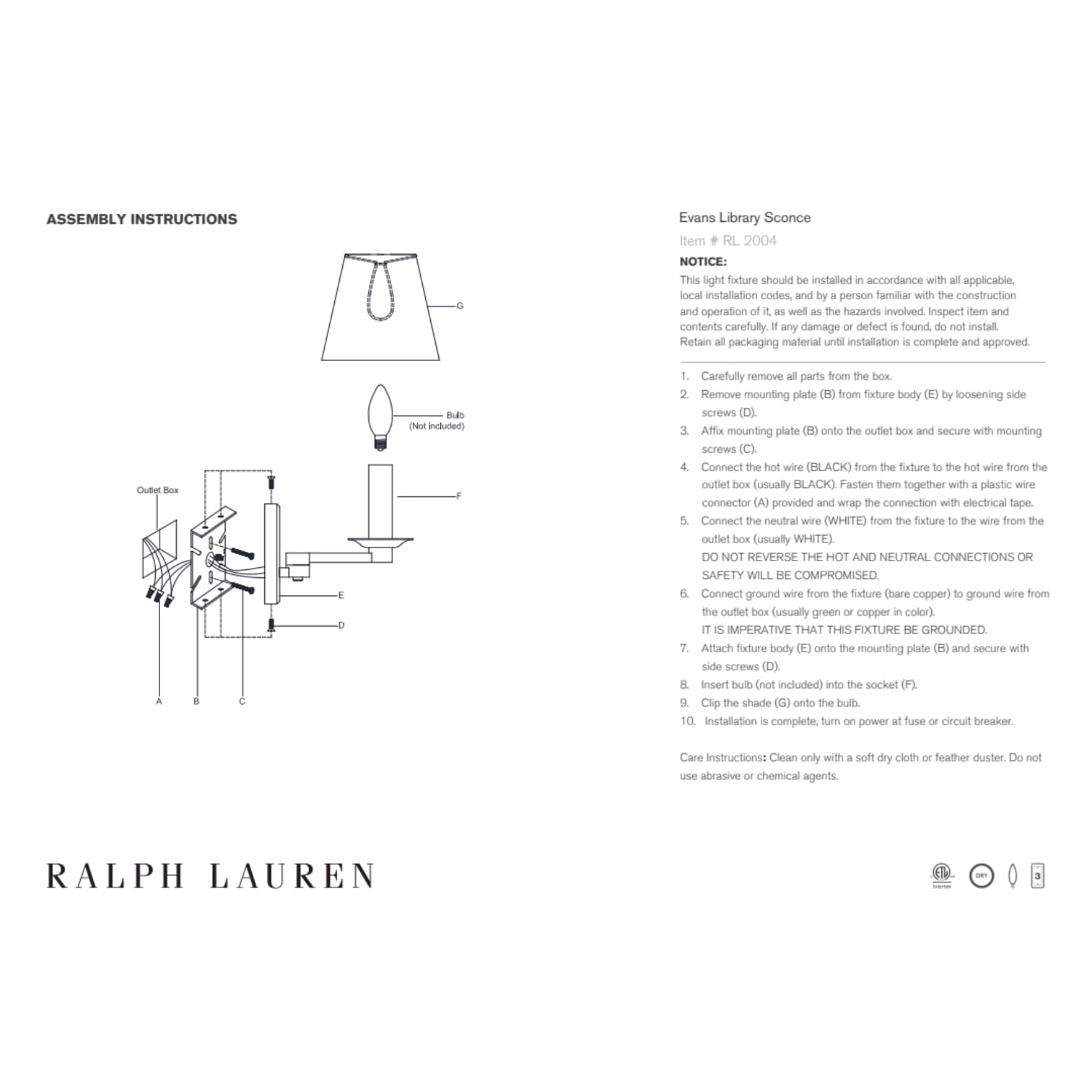 Ralph Lauren Evans Library Sconce - Gaudion Furniture