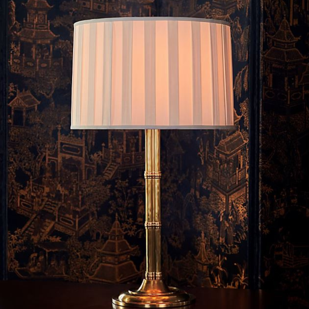 Ralph Lauren Table Lamp Ralph Lauren Downing Table Lamp in Natural Brass with Silk Box Pleat Shade