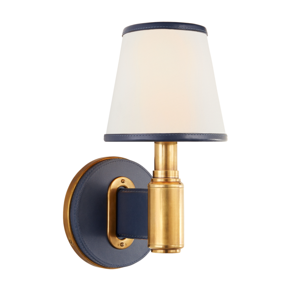 Ralph Lauren Riley Sconce with leather detailing. gaudion furniture