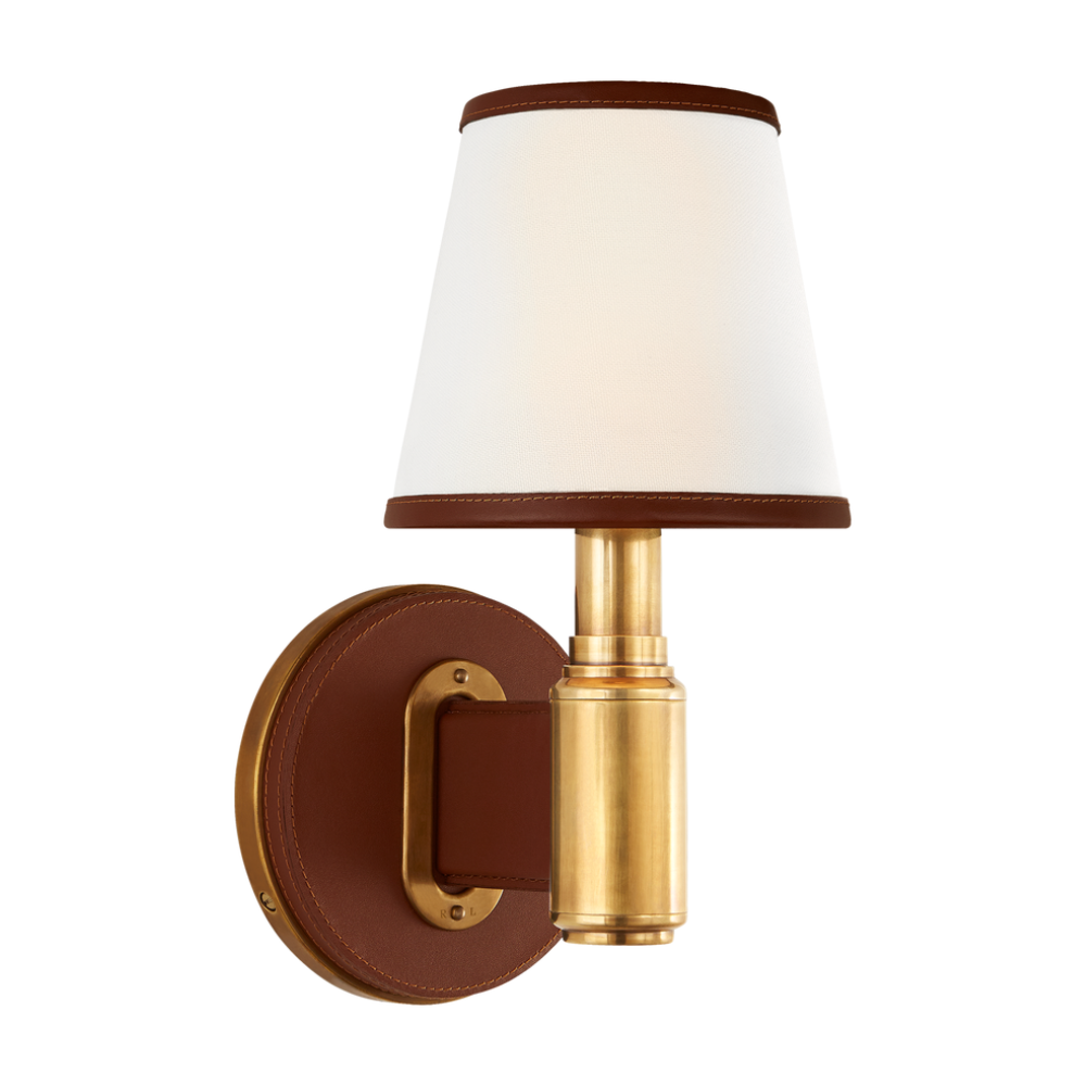 Ralph Lauren Riley Sconce with leather detailing. gaudion furniture