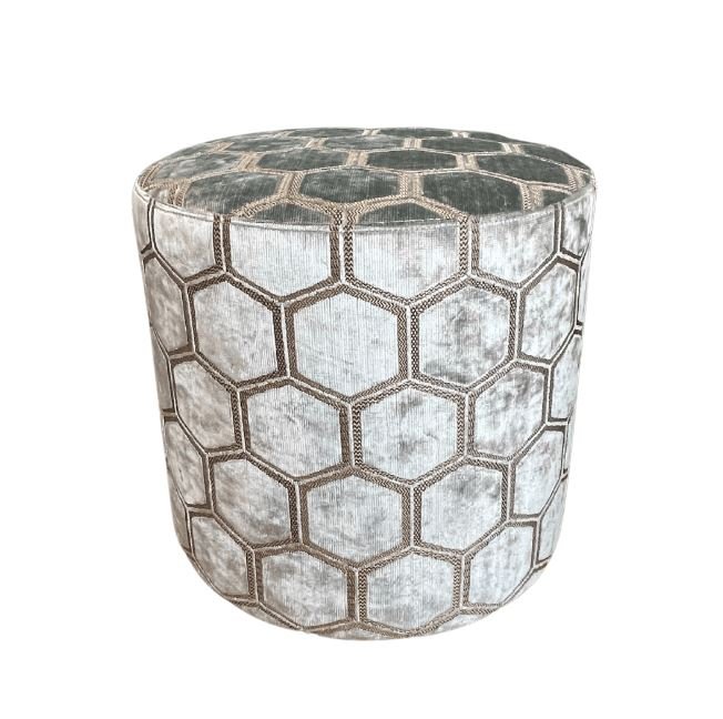 Round Ottoman Designers Guild Manipur Silver - Gaudion Furniture