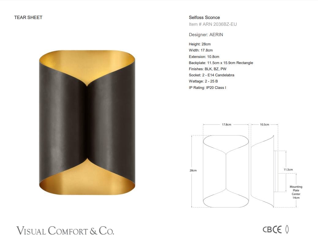 Selfoss Sconce 3 Finishes - Gaudion Furniture