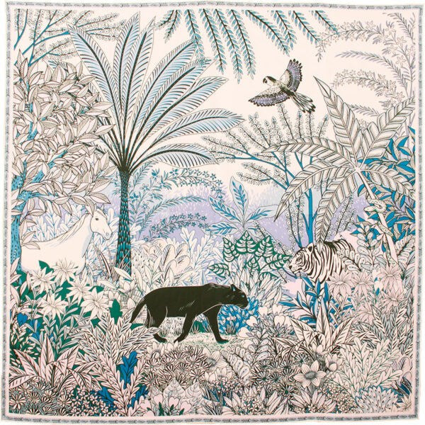 Silk Scarf - Panther Blue Jean