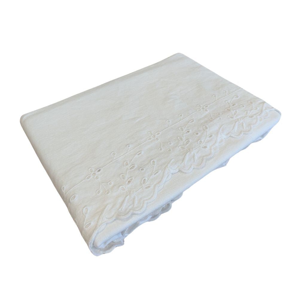 Tablecloth Embroidered Large White - Gaudion Furniture