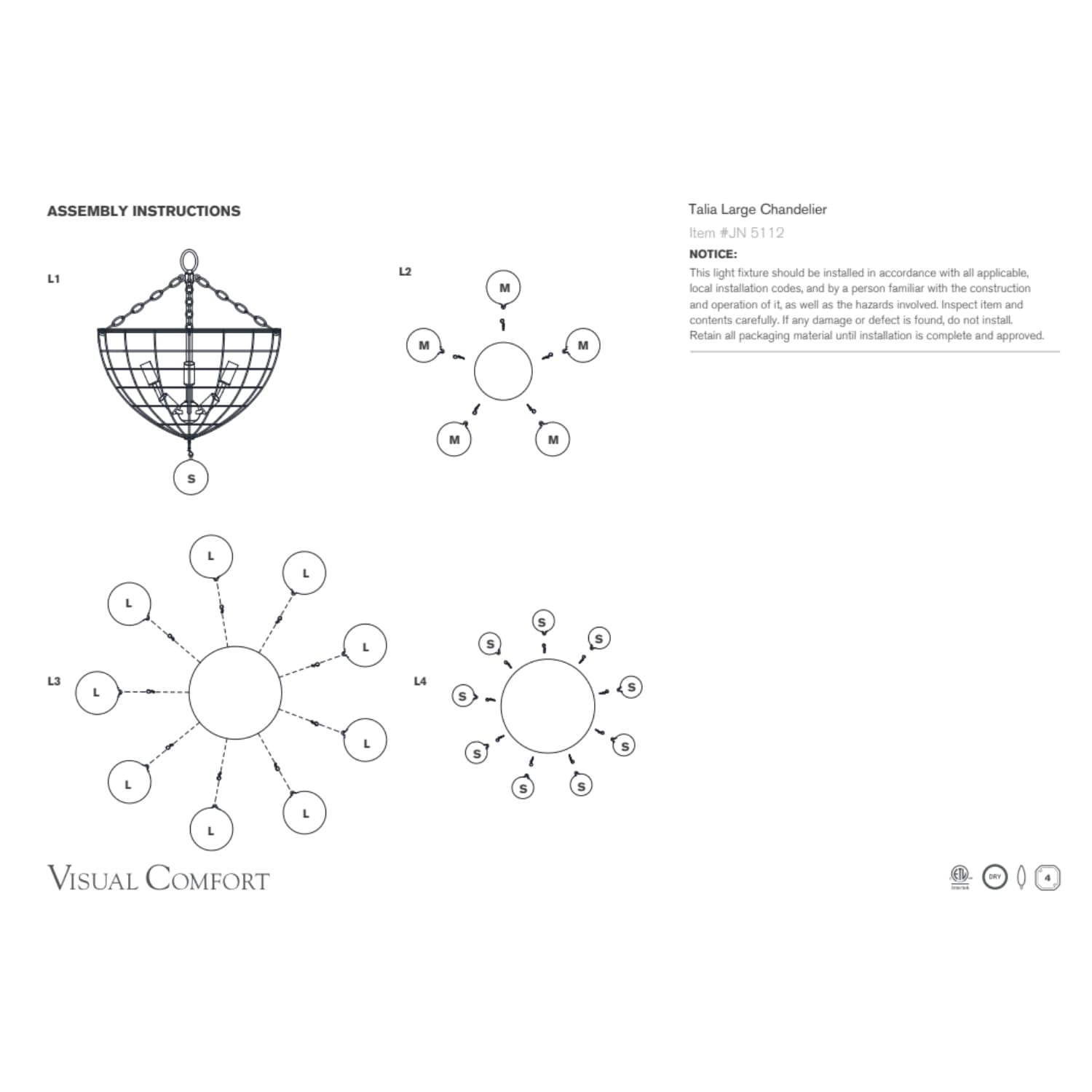 Talia Large Chandelier And Clear Swirled Glass - Gaudion Furniture