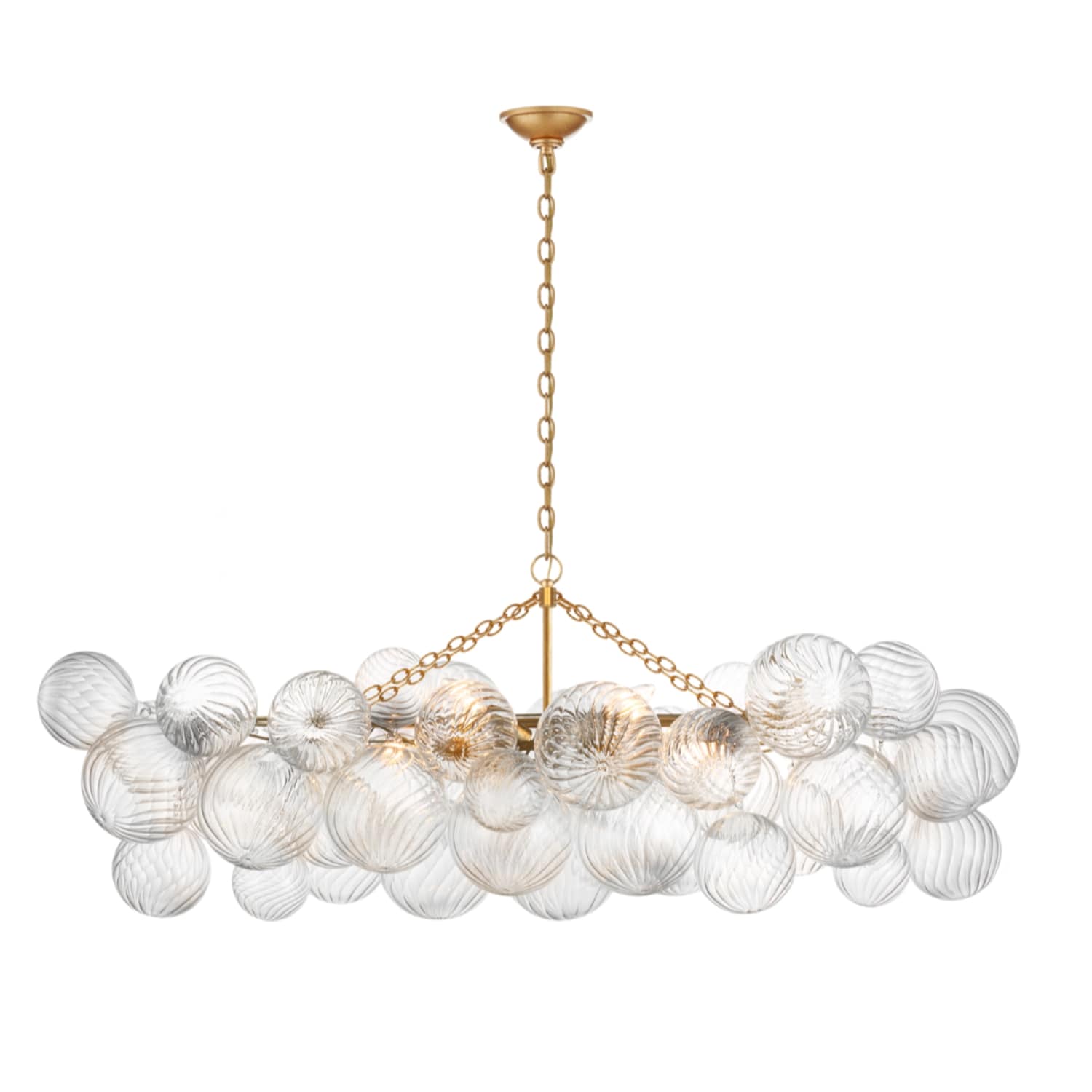 Talia Medium Linear Chandelier with Clear Swirled Glass 2 Finishes - Gaudion Furniture
