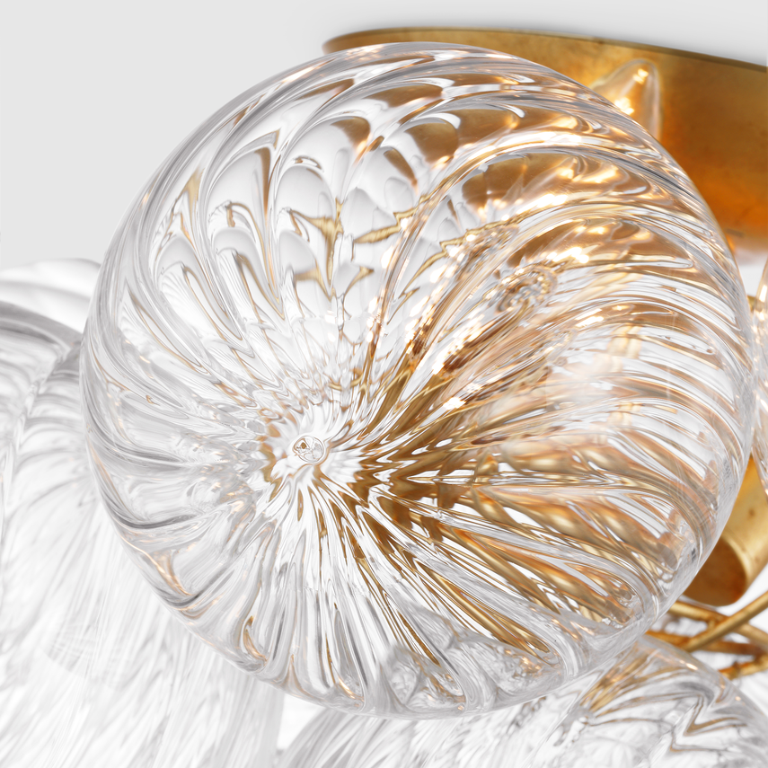 Talia 20" Flush Mount in Gild and Clear Swirled Glass