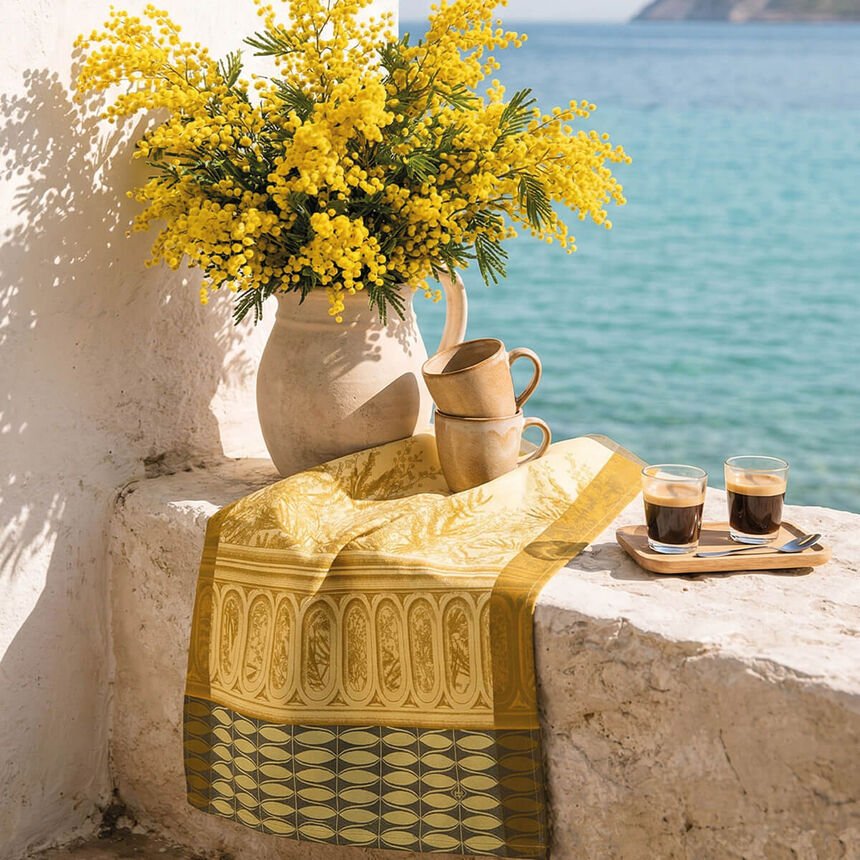 Tea Towel Riviera Mimosa Yellow - Le Jacquard Francais - Gaudion Furniture