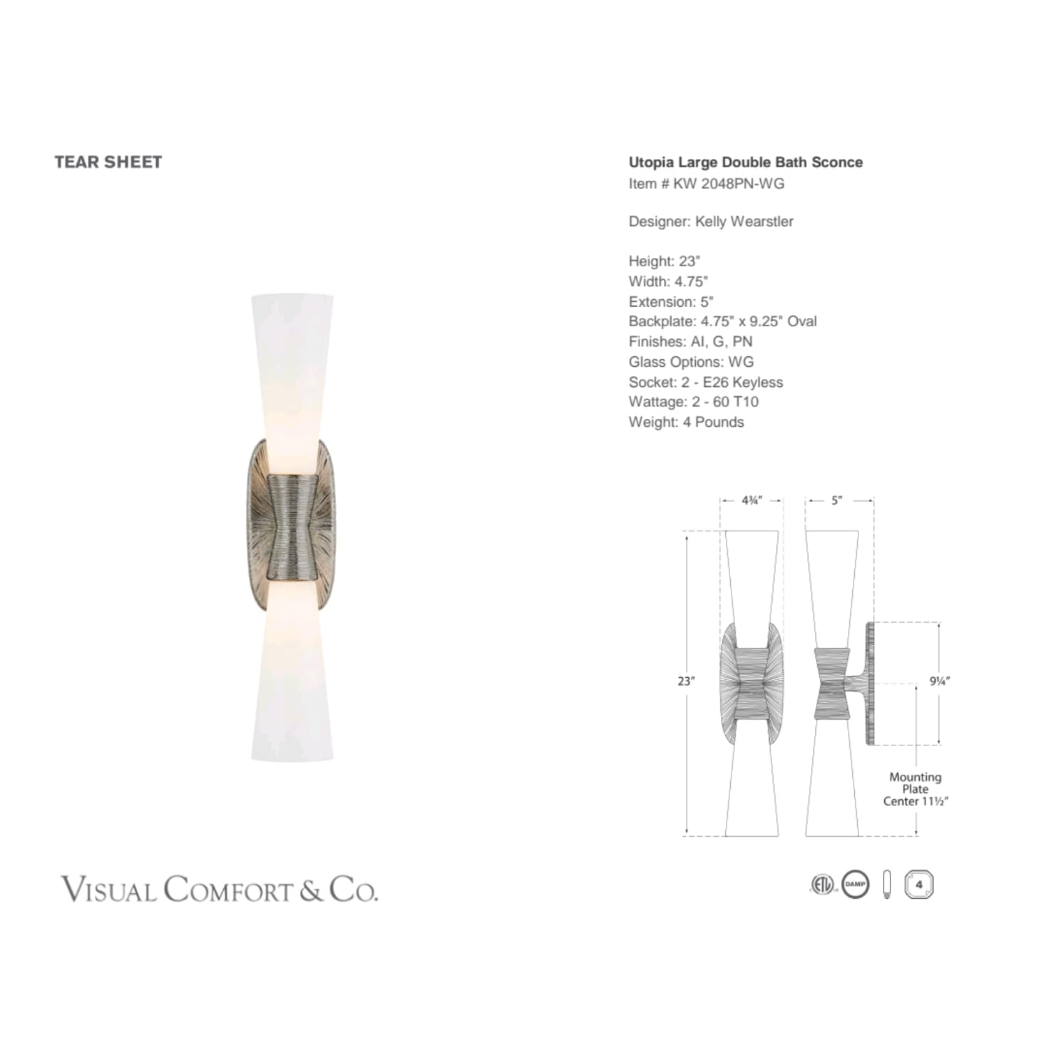 Utopia Large Double Bath Sconce - Gaudion Furniture