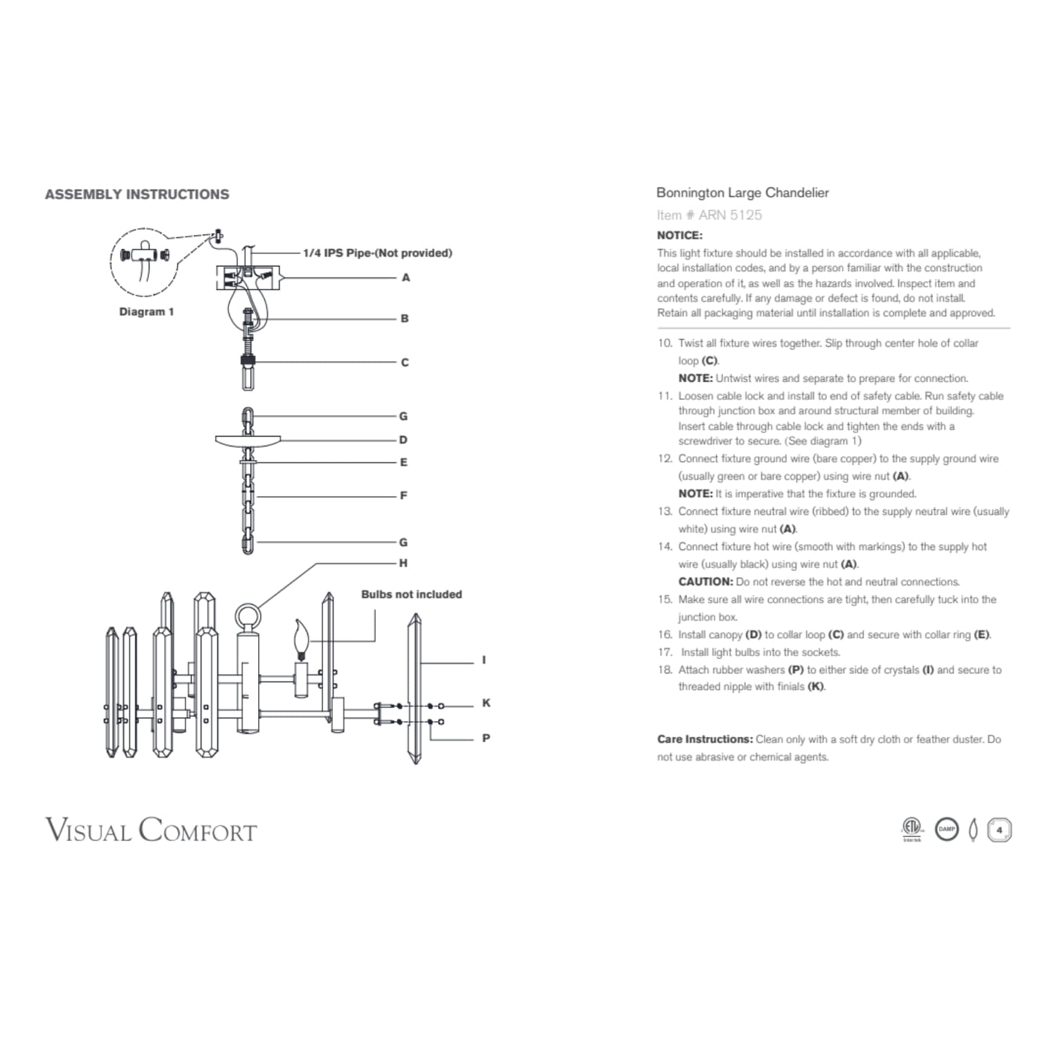 Visual Comfort & Co Chandelier Bonnington Large Chandelier