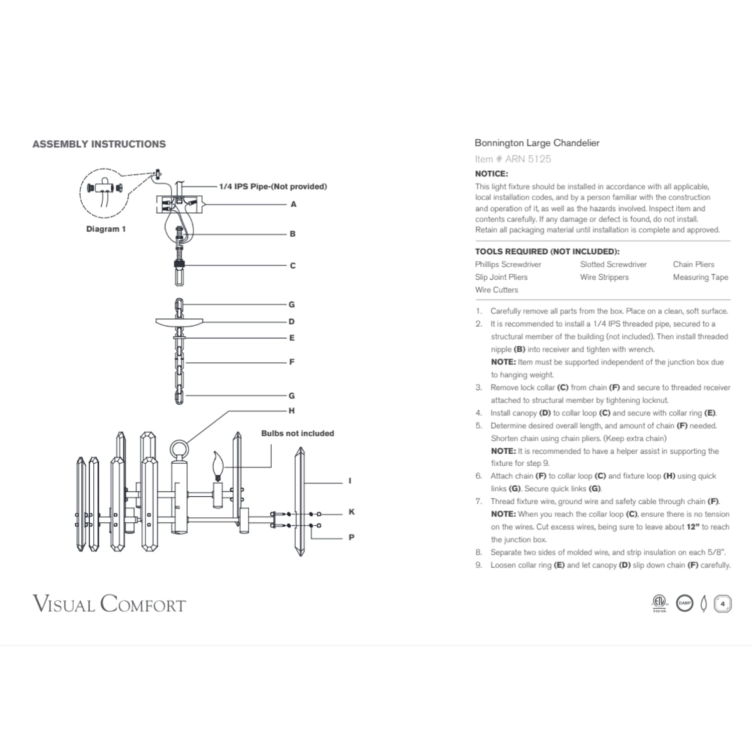 Visual Comfort & Co Chandelier Bonnington Large Chandelier