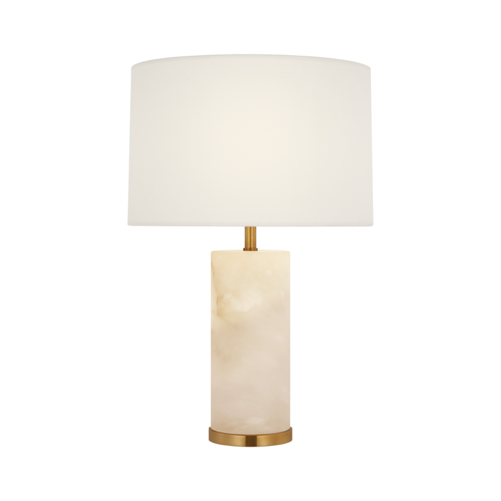 Visual Comfort & Co Cordless Table Lamp Lineham 16" Cordless Table Lamp in Alabaster w Linen Shade